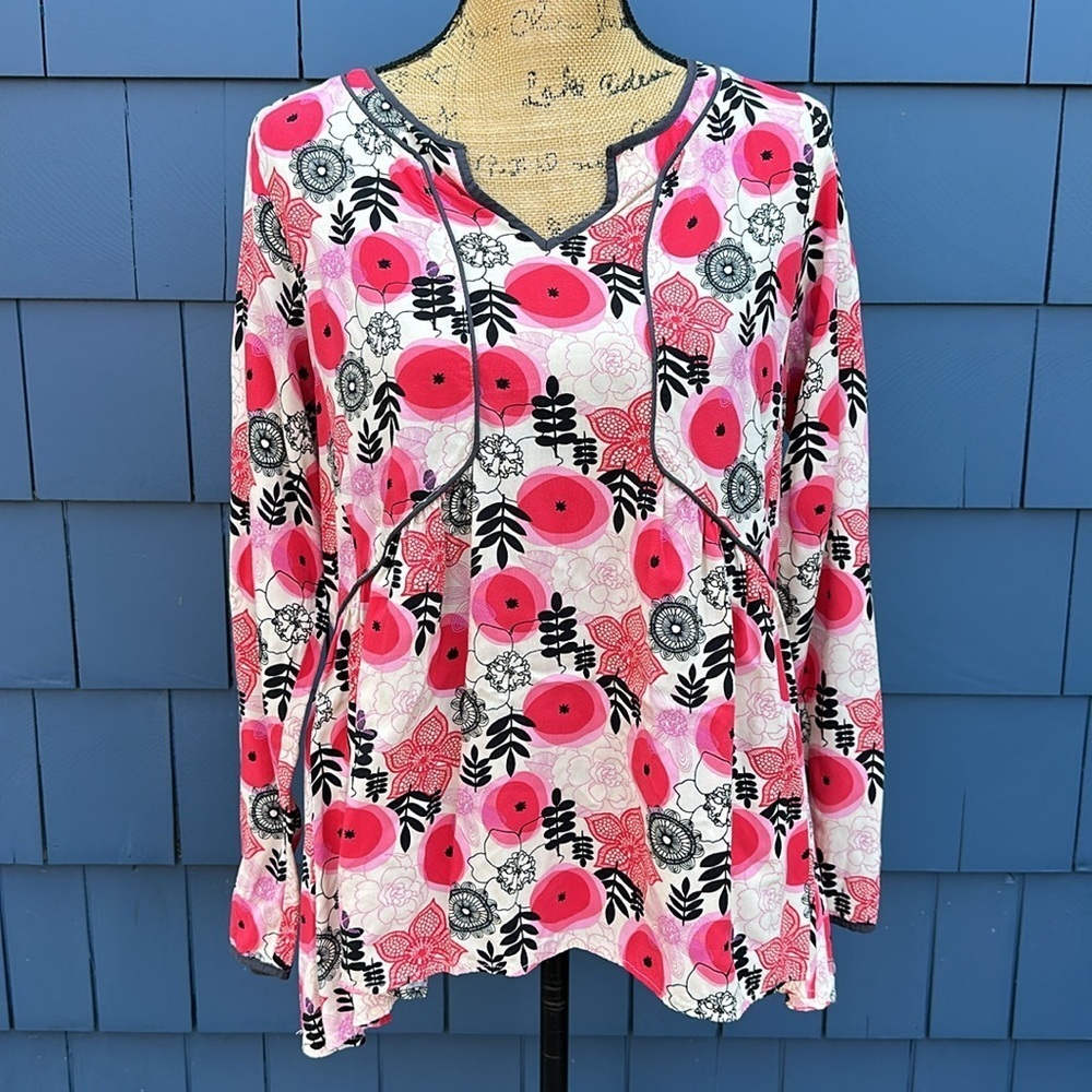 Matilda Jane White and Pink Graphic Long Sleeve Blouse